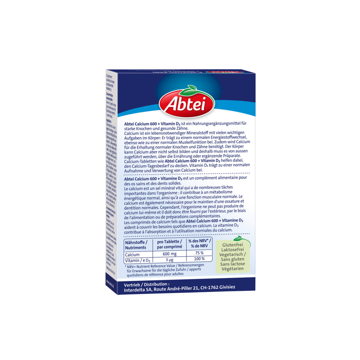 Abtei Calcium 600 + Vitamin D3 28 TablettenAbtei Calcium 600 + Vitamin D3 28 Tabletten