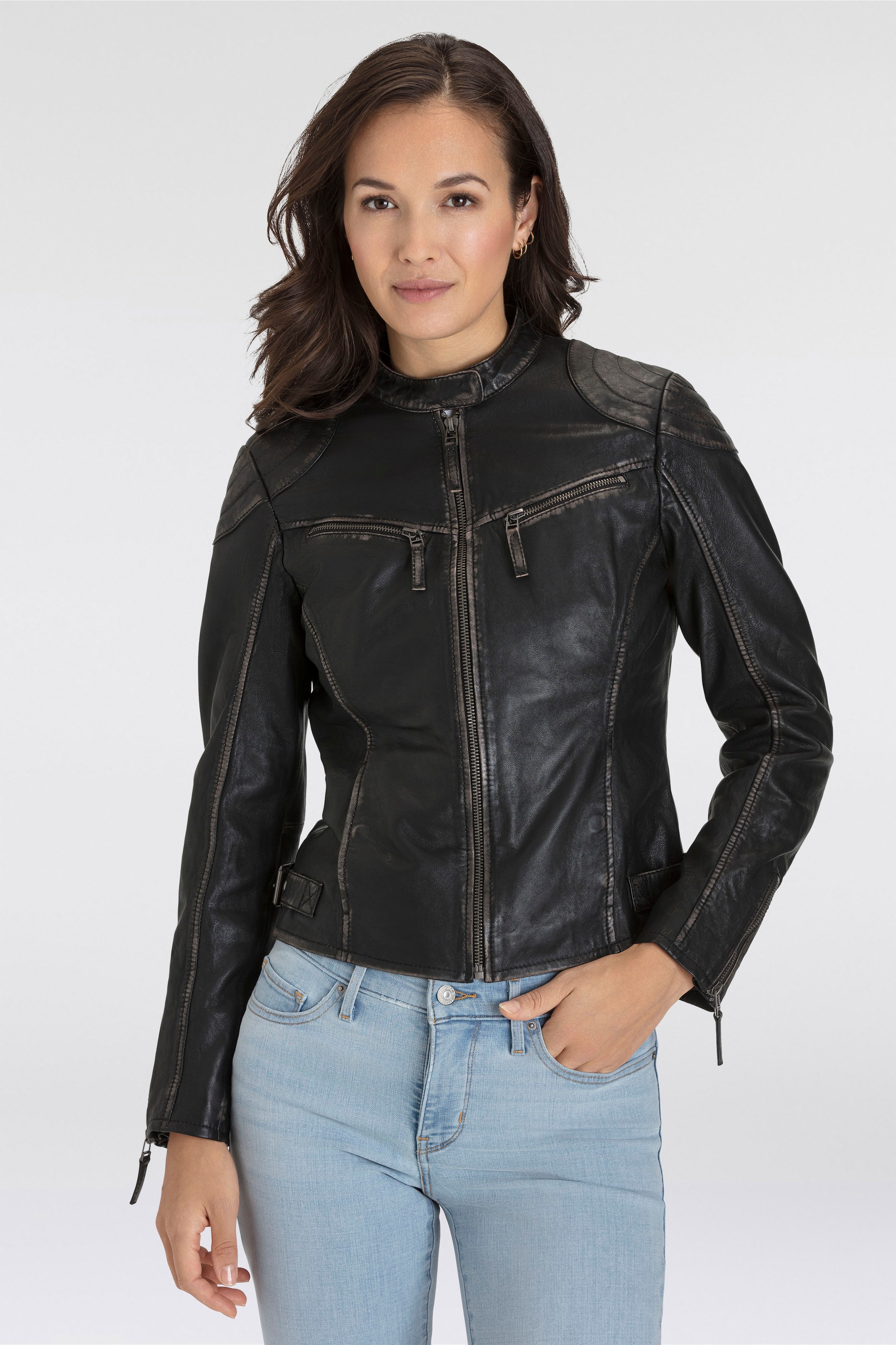 Mauritius Lederjacke »DETTE« in Used-Optik