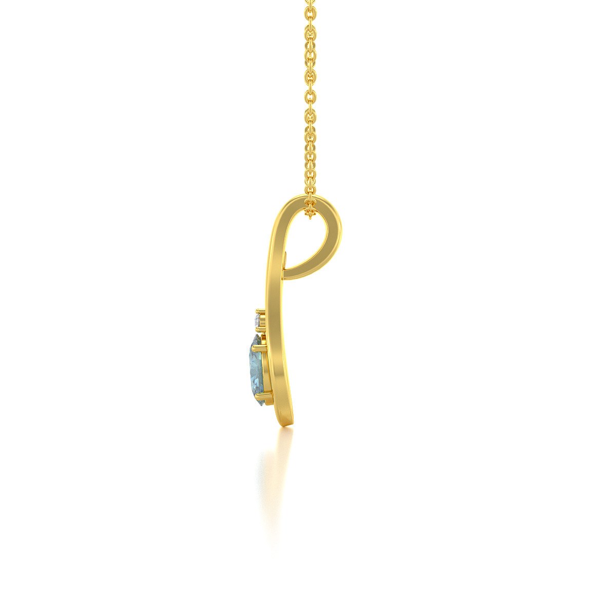 Collier Pendentif Or Jaune 585 Aigue-Marine et Diamants - Idée Cadeau Fête des Mères | Aden