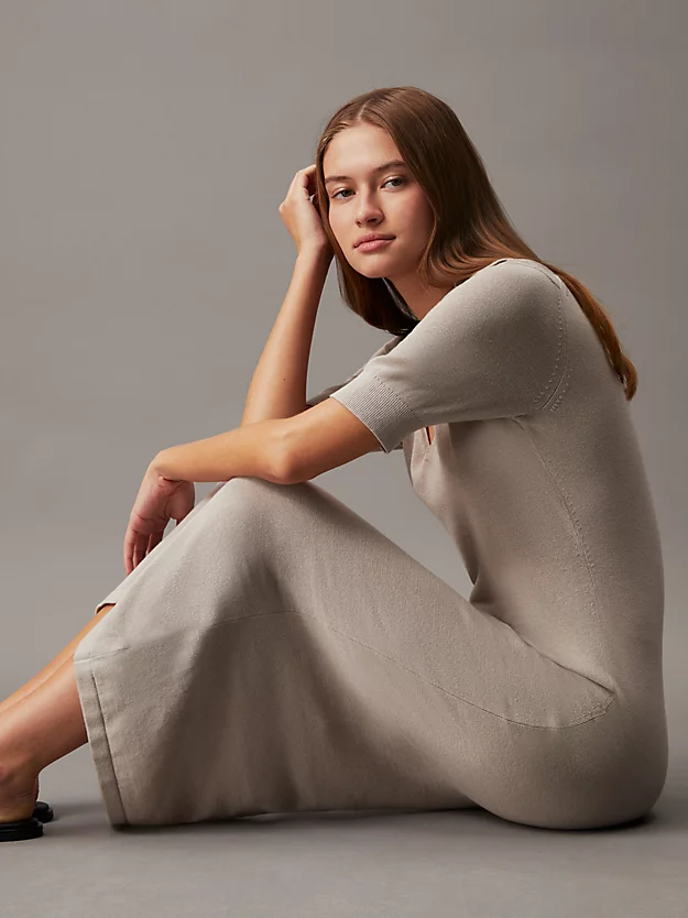 Vestido polo de algodão e seda