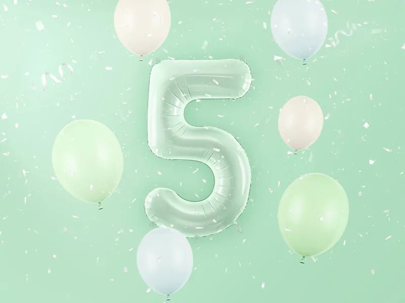 5 Jaar Cijfer Ballon Mintgroen Leeg 72cm
