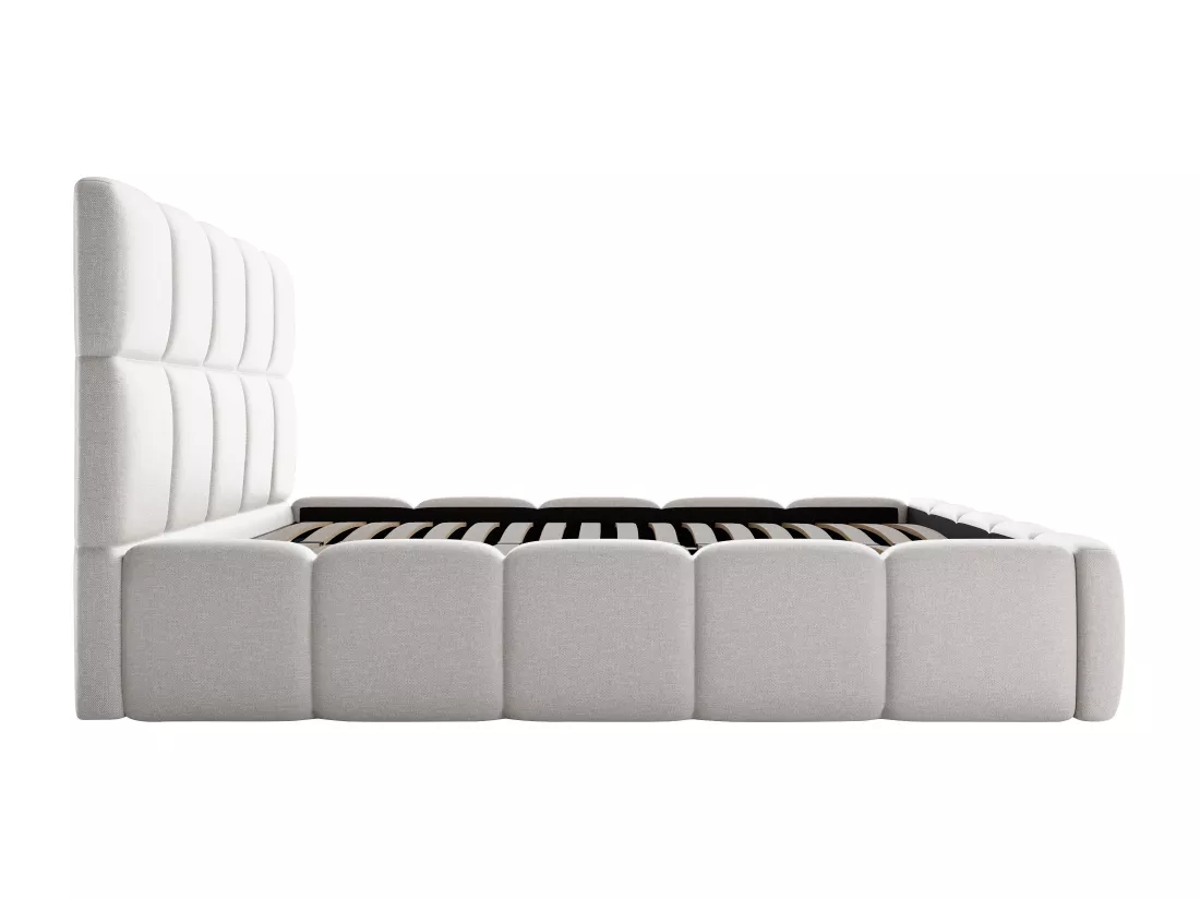Lit coffre 160 x 200 cm - Tissu chiné - Gris clair - DAMADO de Pascal Morabito