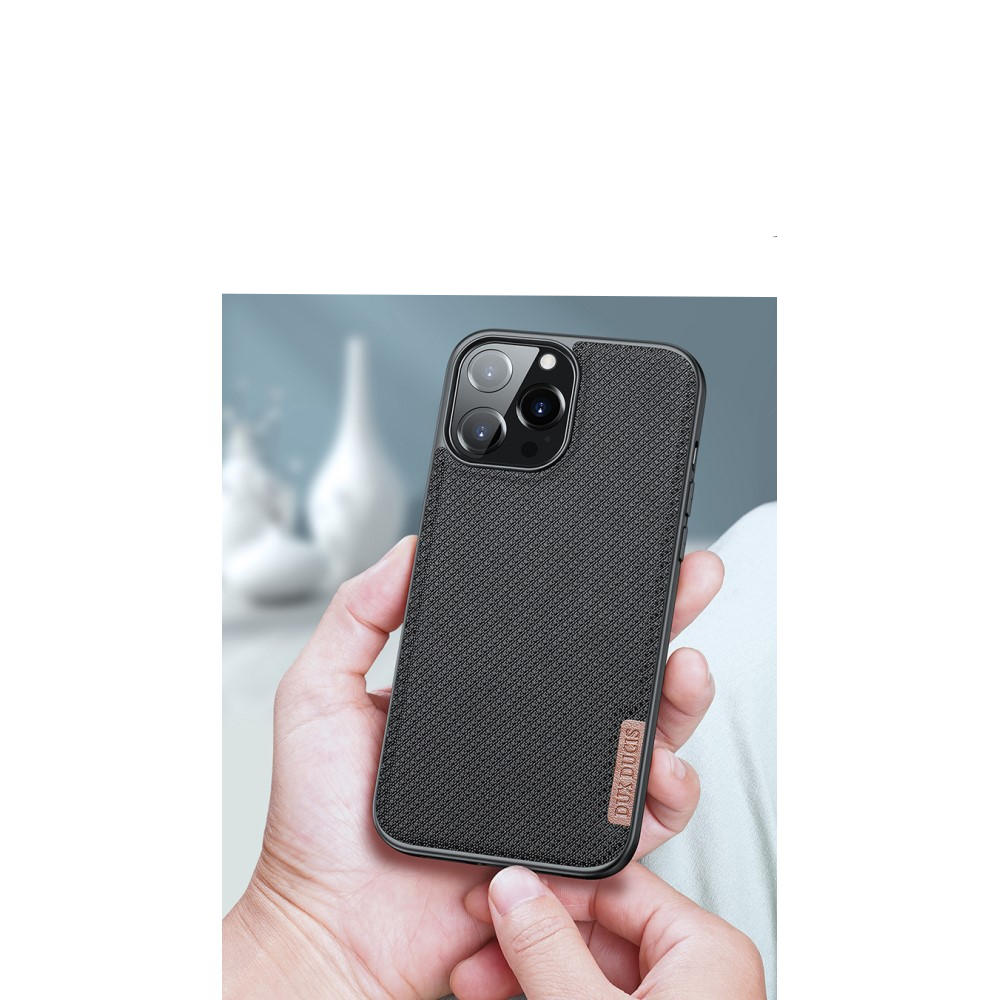 iPhone 13 Pro Hybrid Hülle TPU Bumper   Nylon Rückseite - Grau / Schwarz