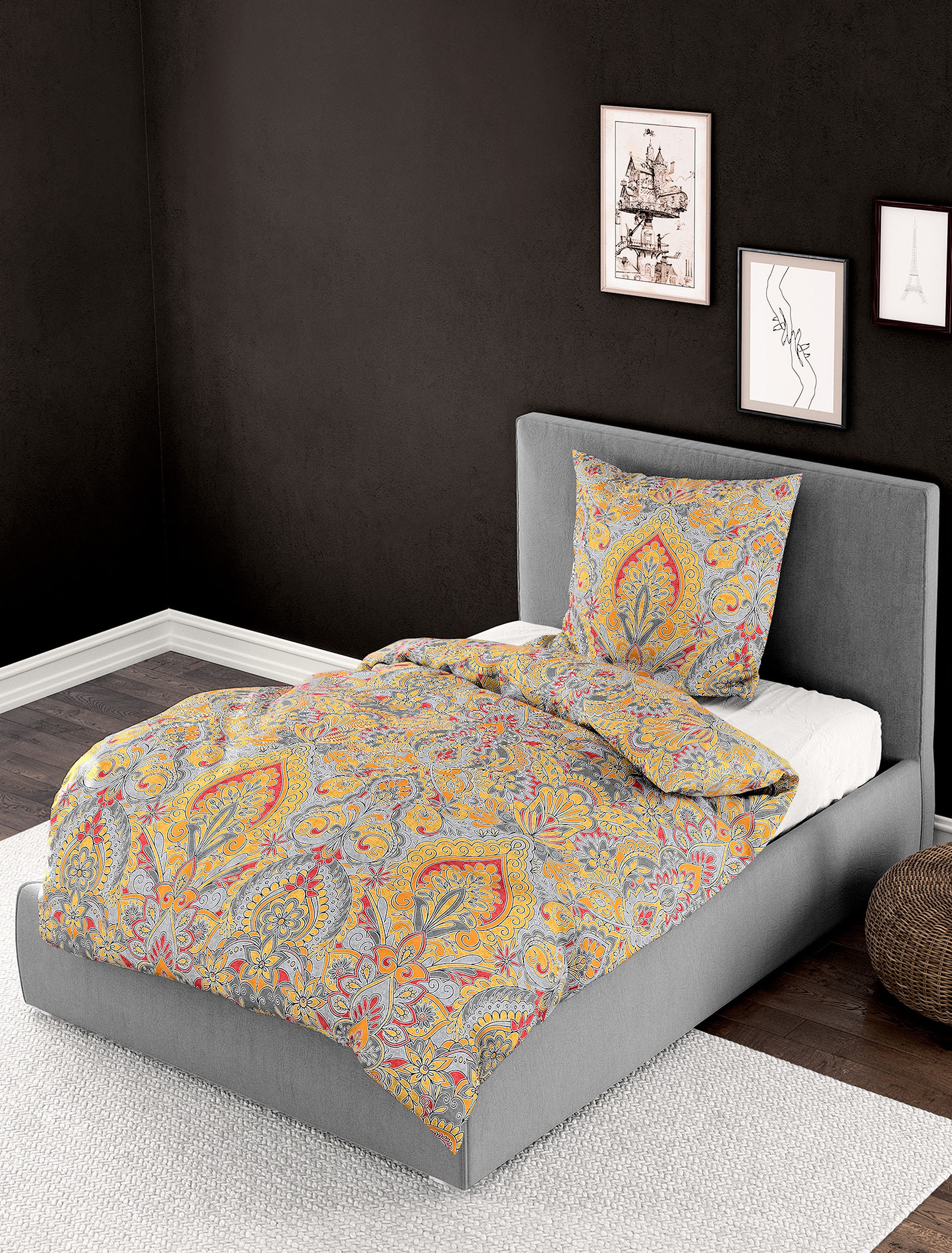 BIERBAUM Bettwäsche »Lotte« 2 Stk. tlg. Mako-Satin, 100 % Baumwolle, mit Ornamenten, pflegeleicht