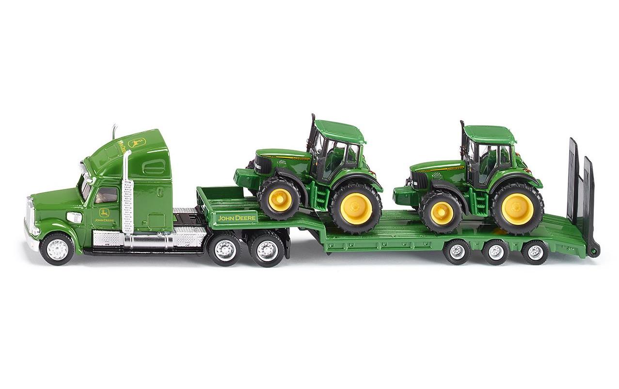 Lastwagen mit Tieflader und 2x John Deere Traktoren 1:87US-Truck Sattelzug mit zwei John Deere 6920S Traktoren