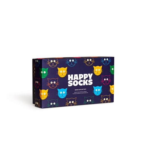Happy Socks Mixed Cat Gaveæske 3-pak Strømper, Navy, 41-46
