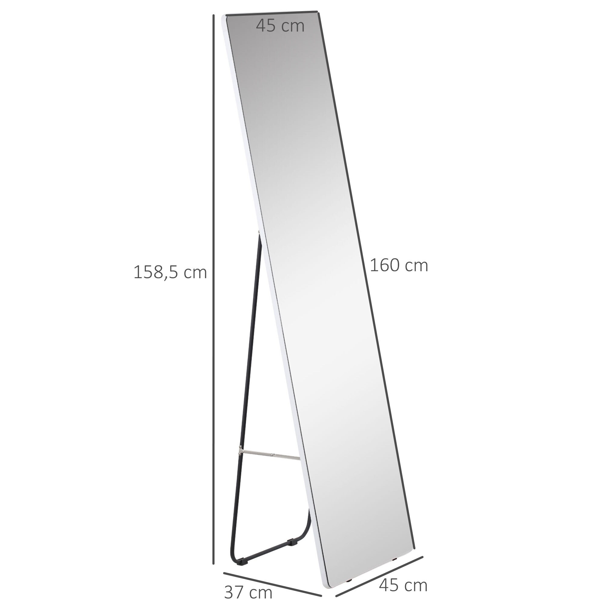 HOMCOM Ganzkörperspiegel freistehend silber 45L x 37B x 158,5H cm