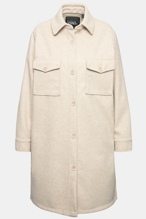 Long-Hemdjacke, Hemdkragen, Brusttaschen, Langarm