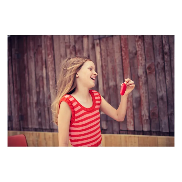 Piupiuchick Pull Sans Manches Rayure Coton Bio | Rouge