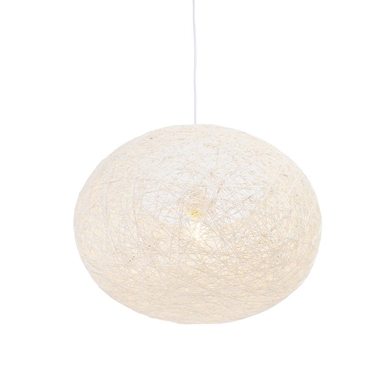 Landelijke hanglamp wit 50 cm - Corda Flat