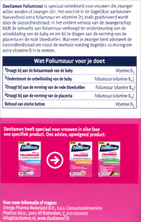 Davitamon Foliumzuur met Vitamine D3 Smelttabletten 84TB
