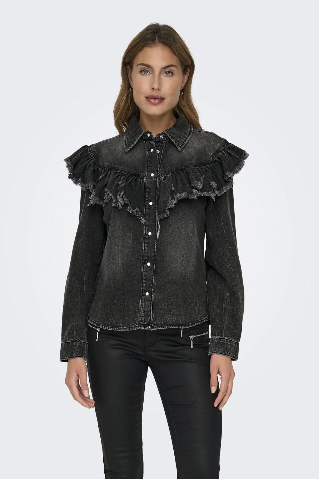 Only Onlbroadway Ls Frill Shirt Red Akm