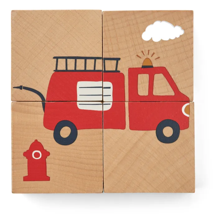 Liewood Cubes en bois Aage | Vehicle/Nature