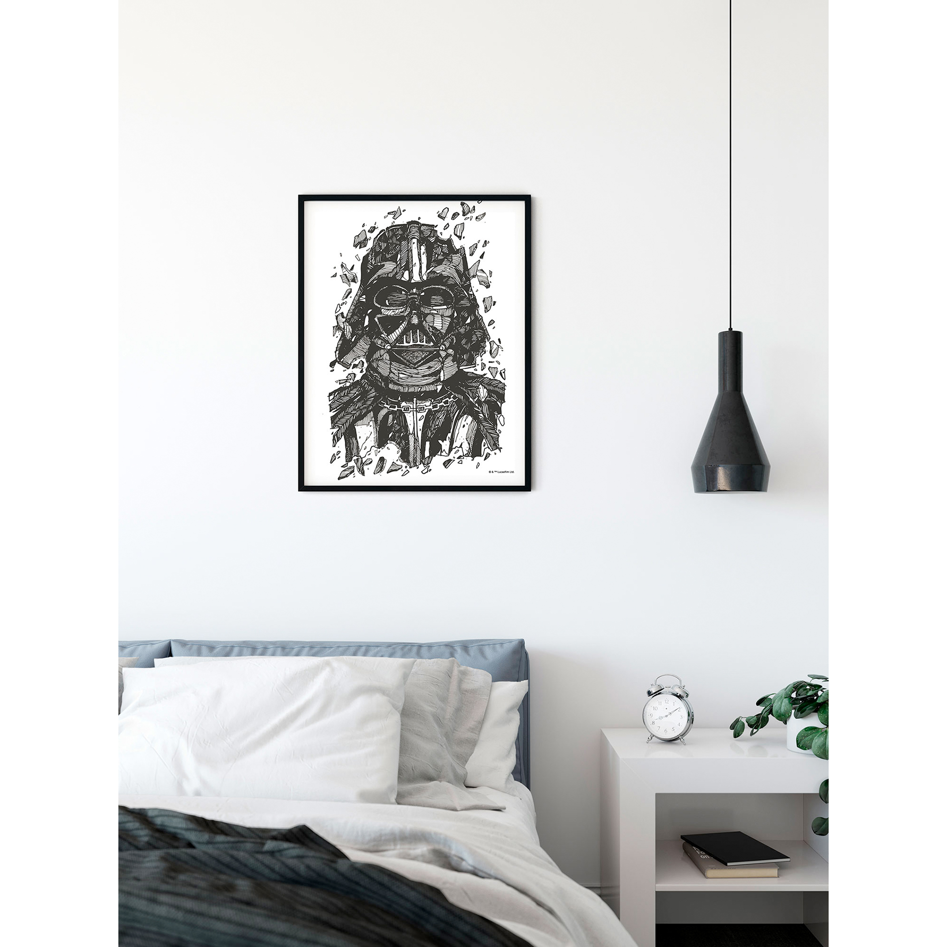 Wandbild STAR WARS DARTH VADER DRAWING - schwarz-weiß - 50x70 cm