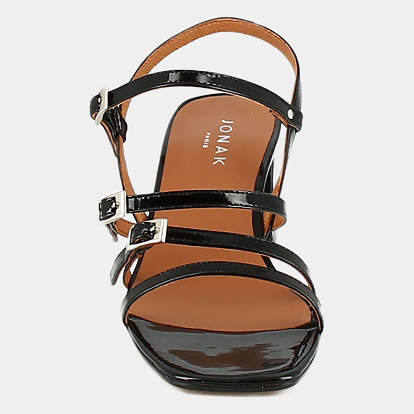 Jonak Sandales en Cuir verni Valeriane noires - Talon 5.5 cm