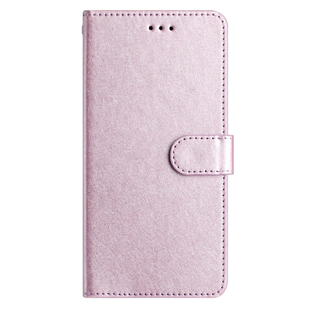 iPhone 15 Pro Leder Tasche Flipcover Wallet mit Kartenfächern - Rosa
