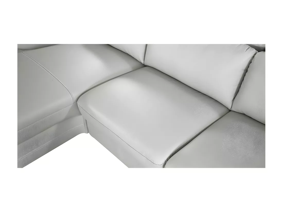 Canapé d'angle en cuir KENZO Gris - Angle Gauche