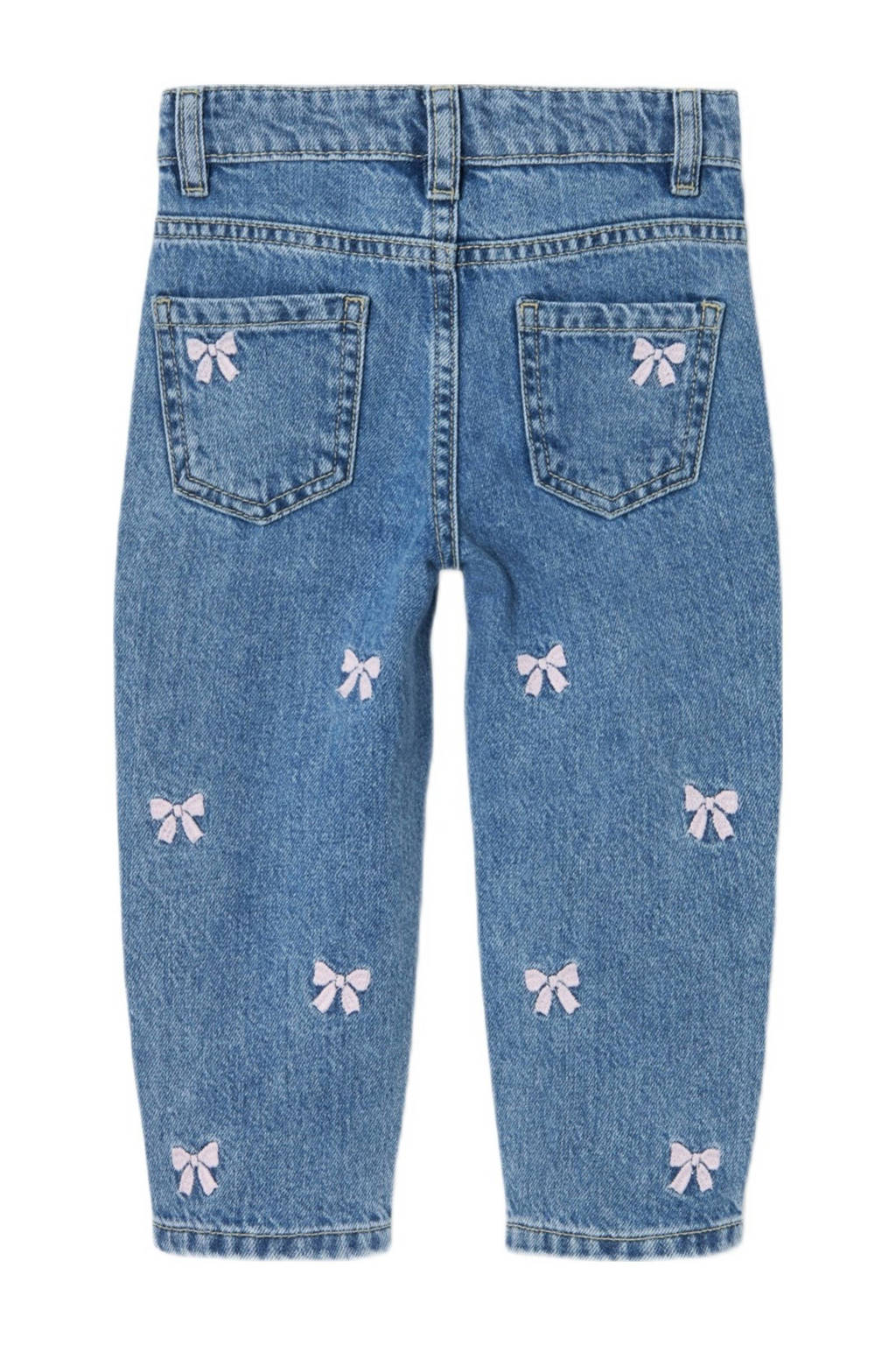 NAME IT loose fit jeans NMFBELLA met strikjes Medium blue denim