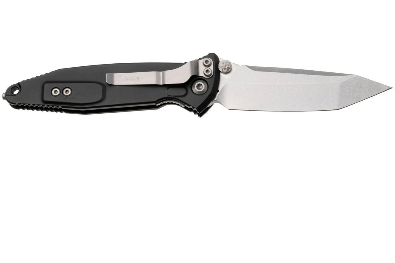 Microtech Socom Elite 161-10, Stonewashed M390 Tanto, Black Aluminum zakmes