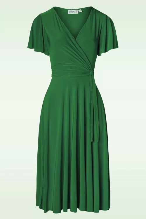Vintage Chic for Topvintage Irene overslag swingjurk in groen
