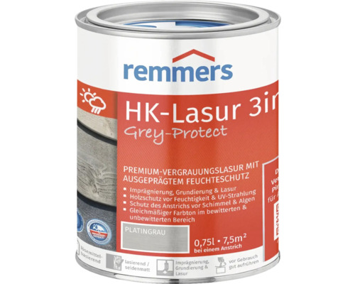 Remmers HK-Lasur grijs protect platinagrijs 750 ml