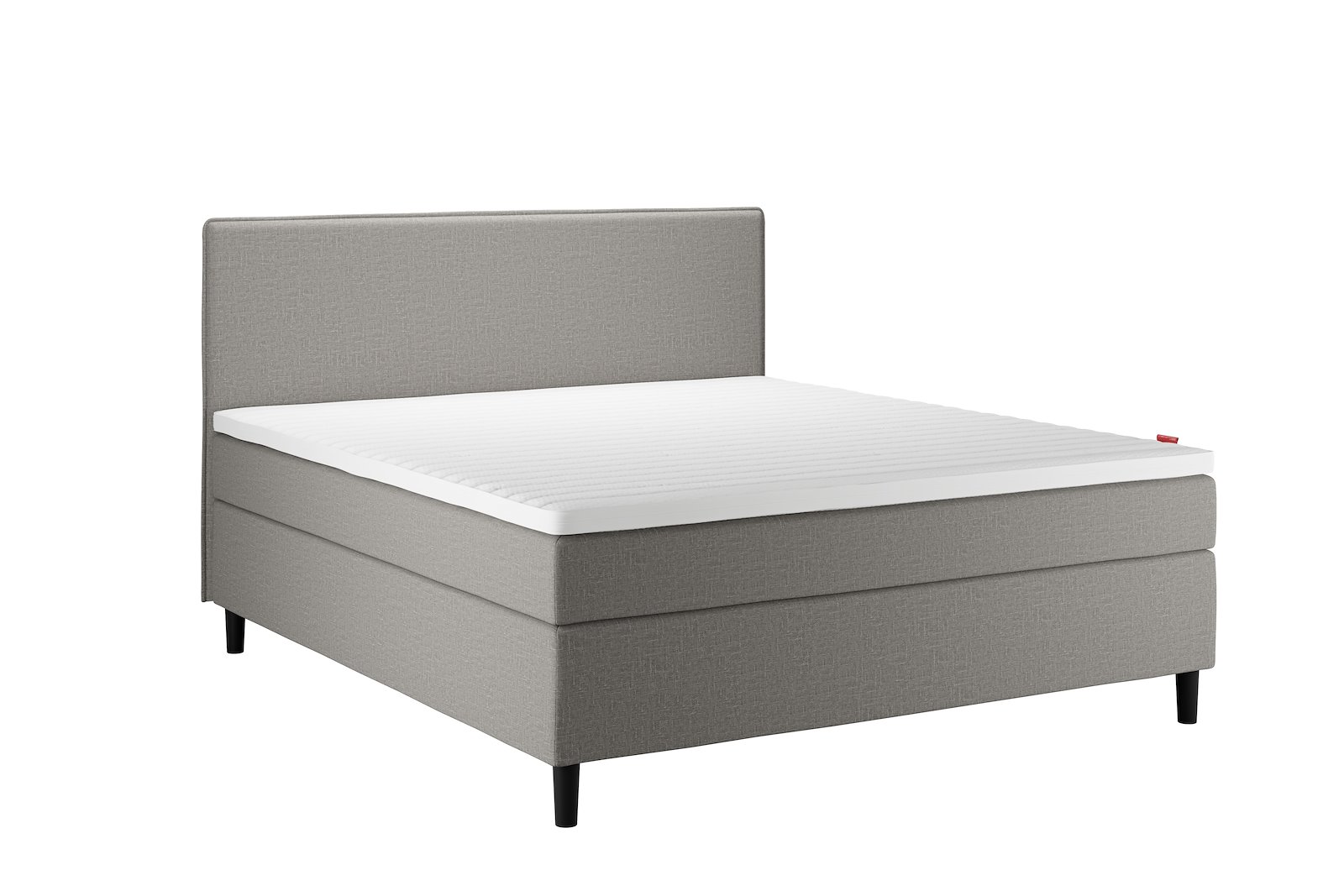 Sensitive 200 Kontinental 210x210 cm Tekstil Taupe 70 Medium/Fast m/Premium hyperflex overmadrass og Round black ben 13cm, gavl selges separate.