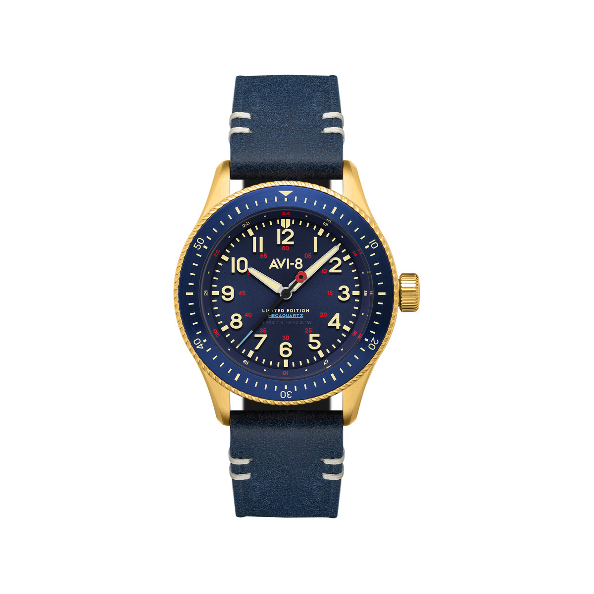 Montre AVI 8 Flyboyhomme bracelet cuir bleu