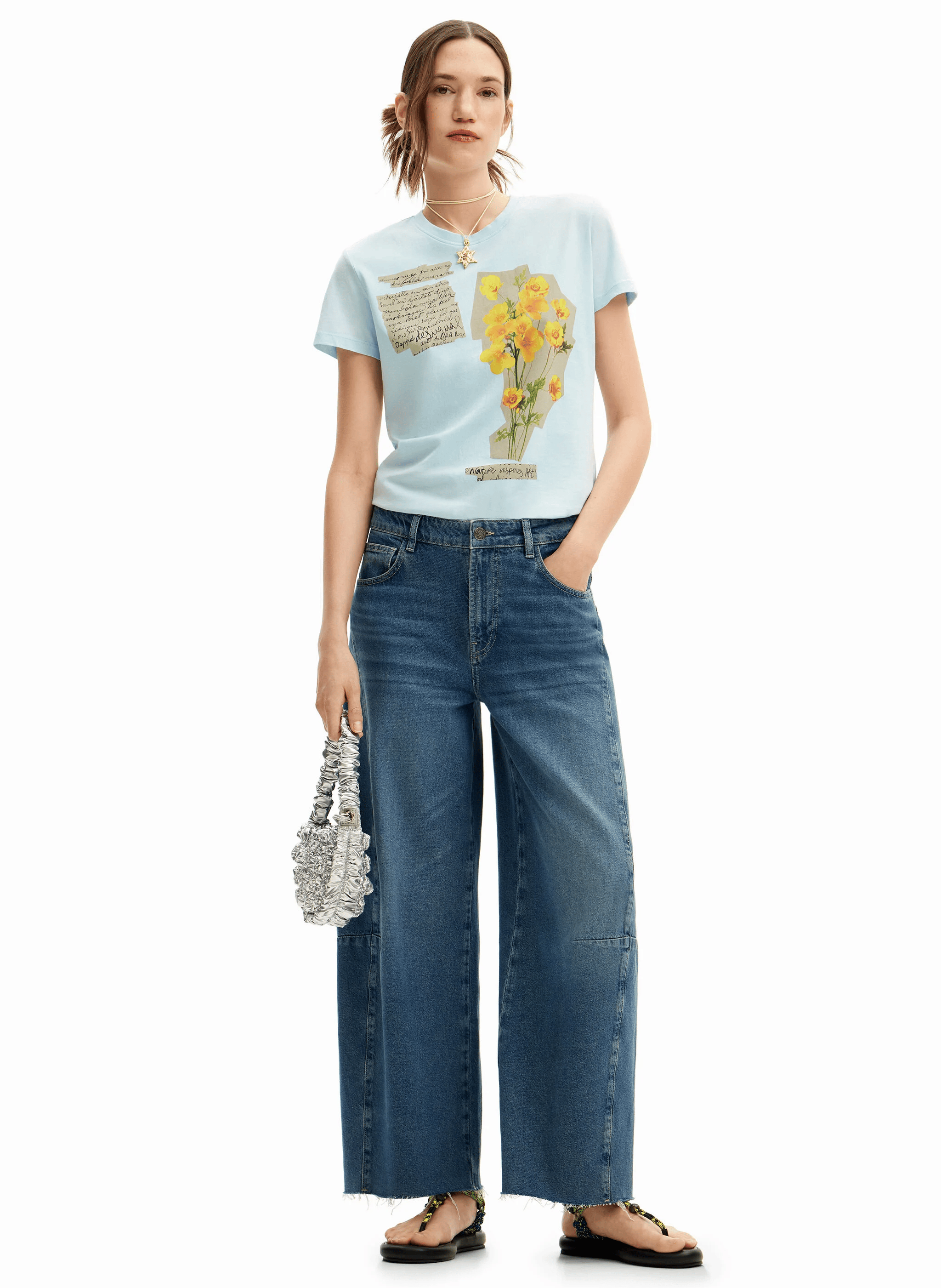 Tee-shirt manches courtes en coton | Bleu