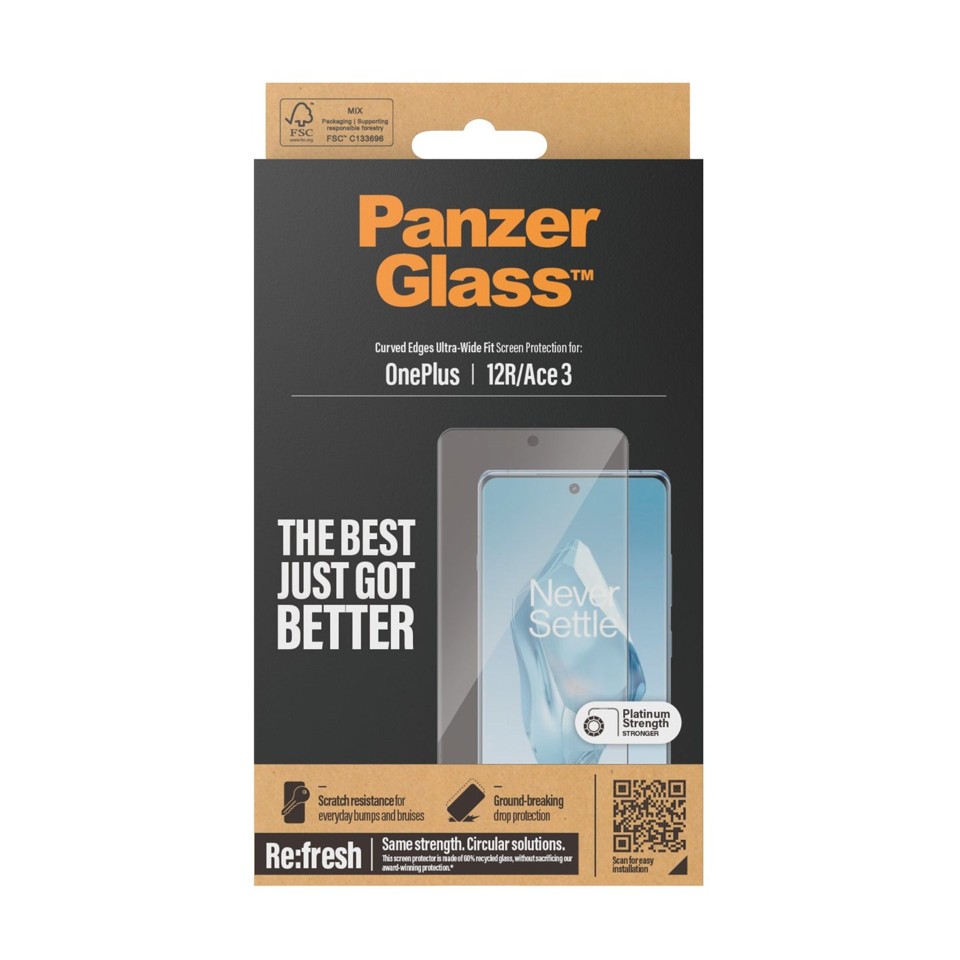 PanzerGlass - Skærmbeskyttelse - OnePlus 12R - Ace 3 - Ultra-Wide Fit