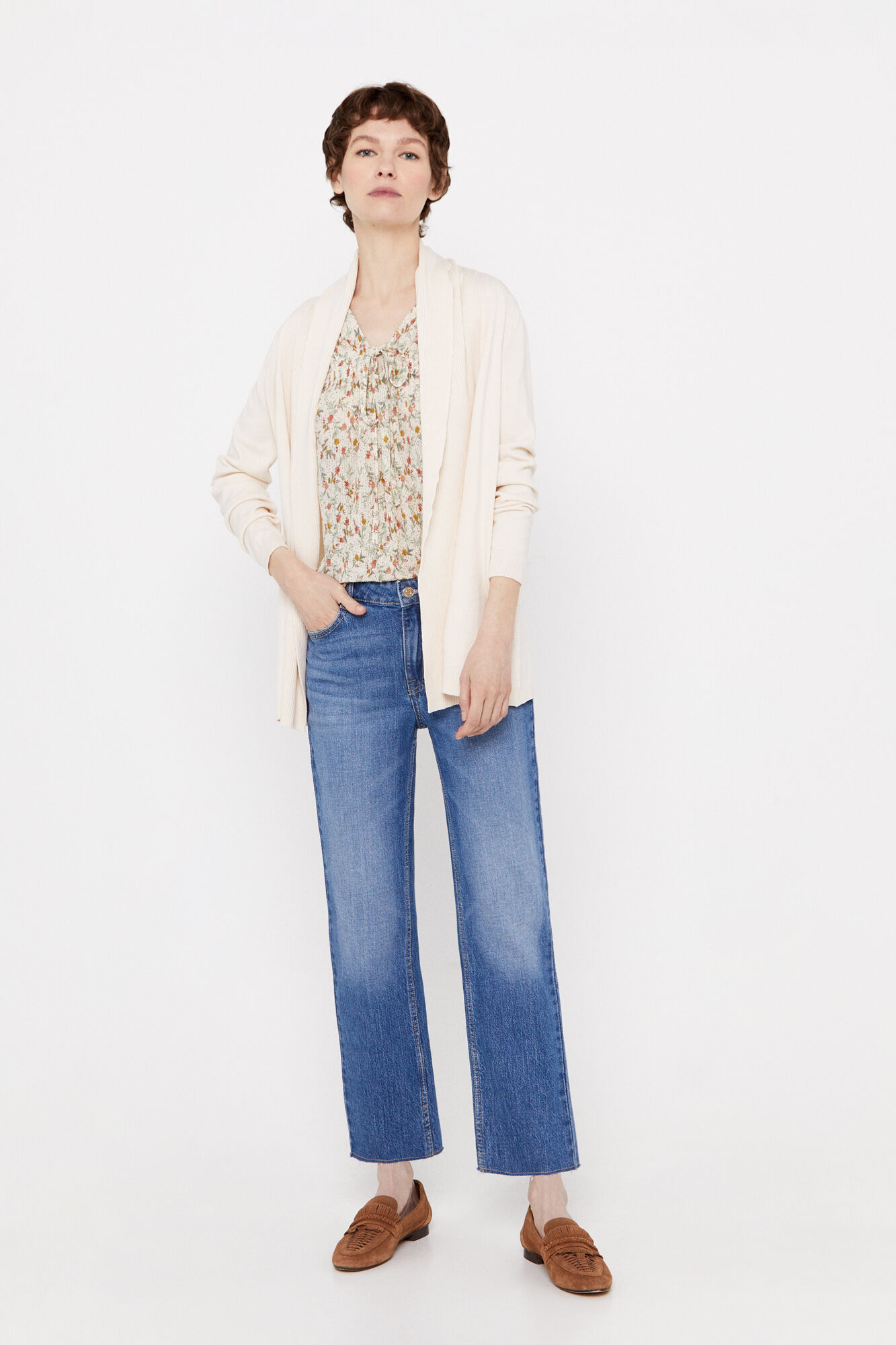 Chaqueta cuello bufanda - Marfil