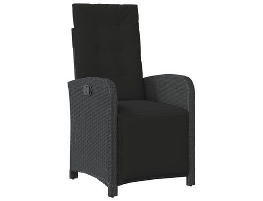 VIDAXL - Chaise inclinable de jardin et repose-pied noir résine tress...
