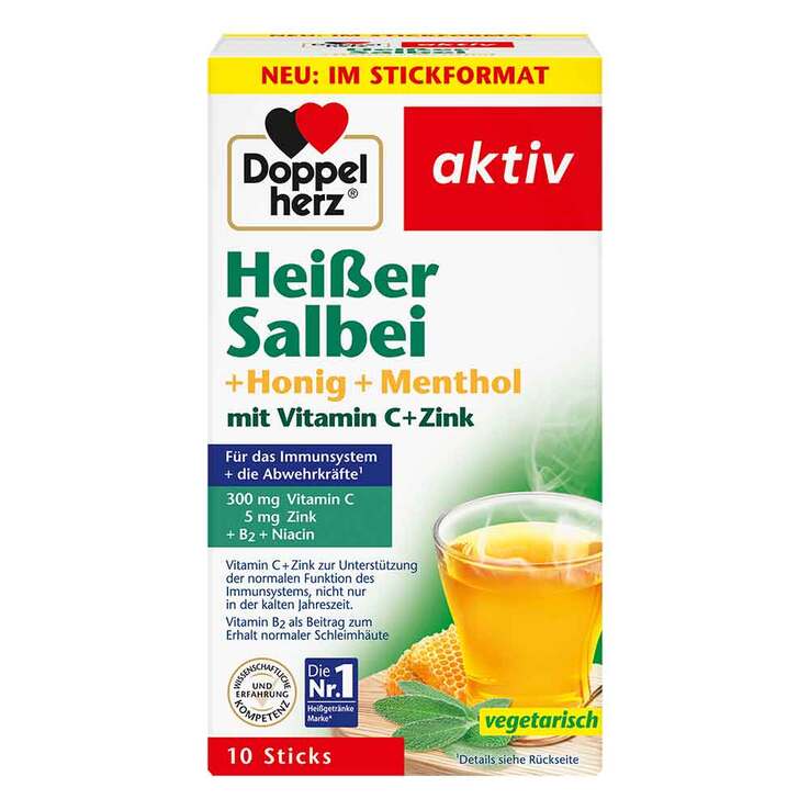 Doppelherz Heißer Salbei+Honig+Menthol Granulat, 10 St