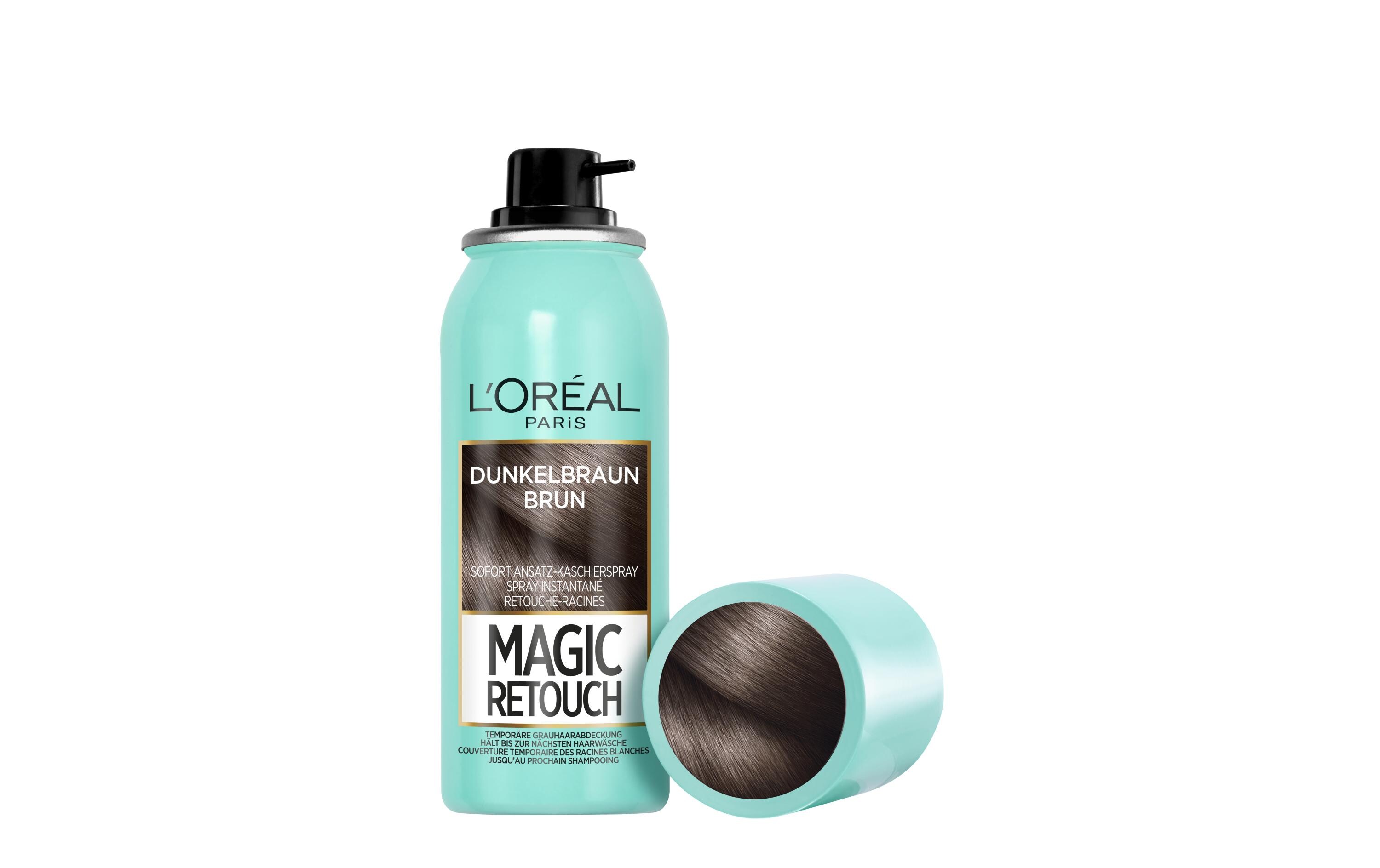 Haaransatz-Spray Magic Retouch DunkelbraunKaschiert den grauen Haaransatz in nur 3 Sekunden