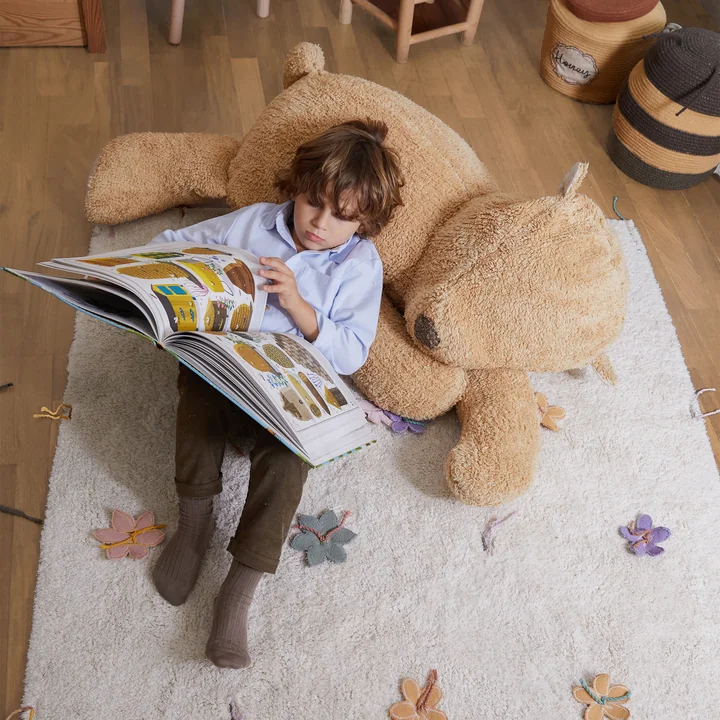 Lorena Canals - Sleepy Bear Pouf, 30 x 100 x 70 cm, light honey / soil brown / natural