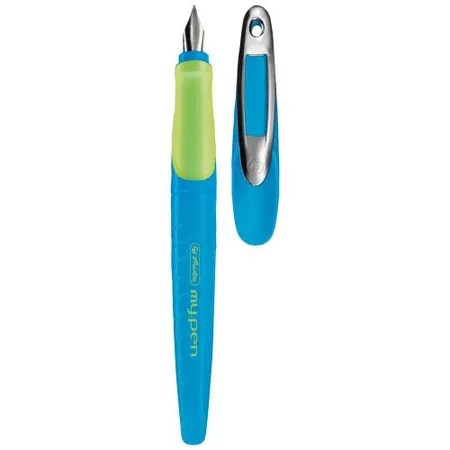 Herlitz Schulfüllhalter my.pen M-Feder blau/neon