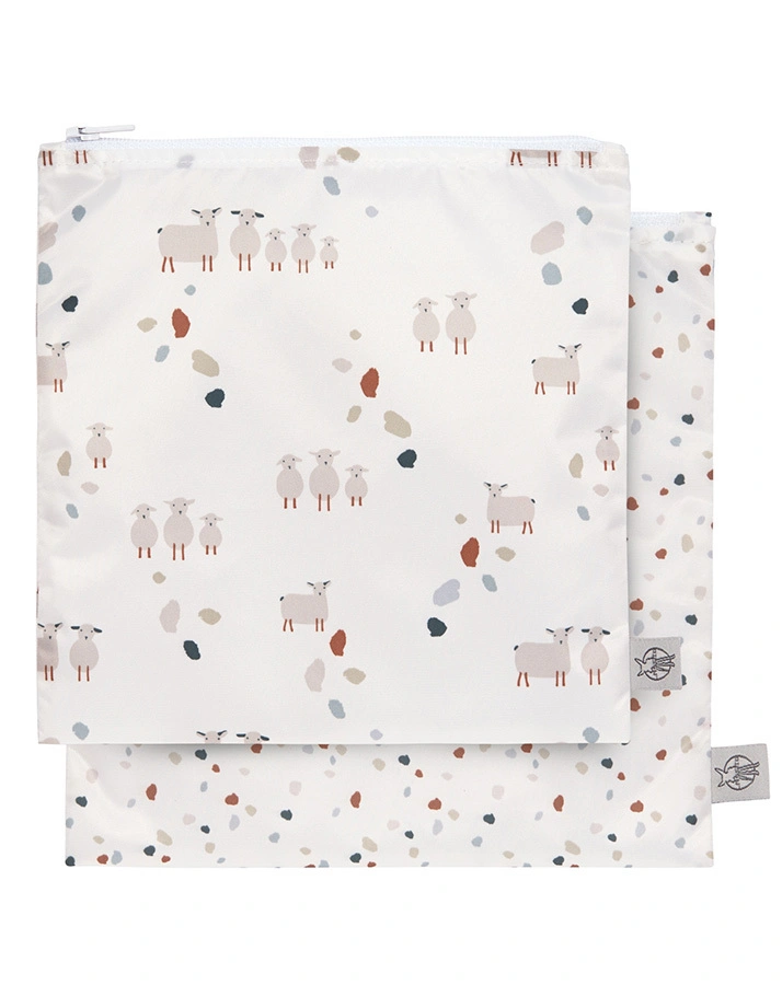 Lunchbag TINY FARMER – SHEEP 2er-Set in weiß