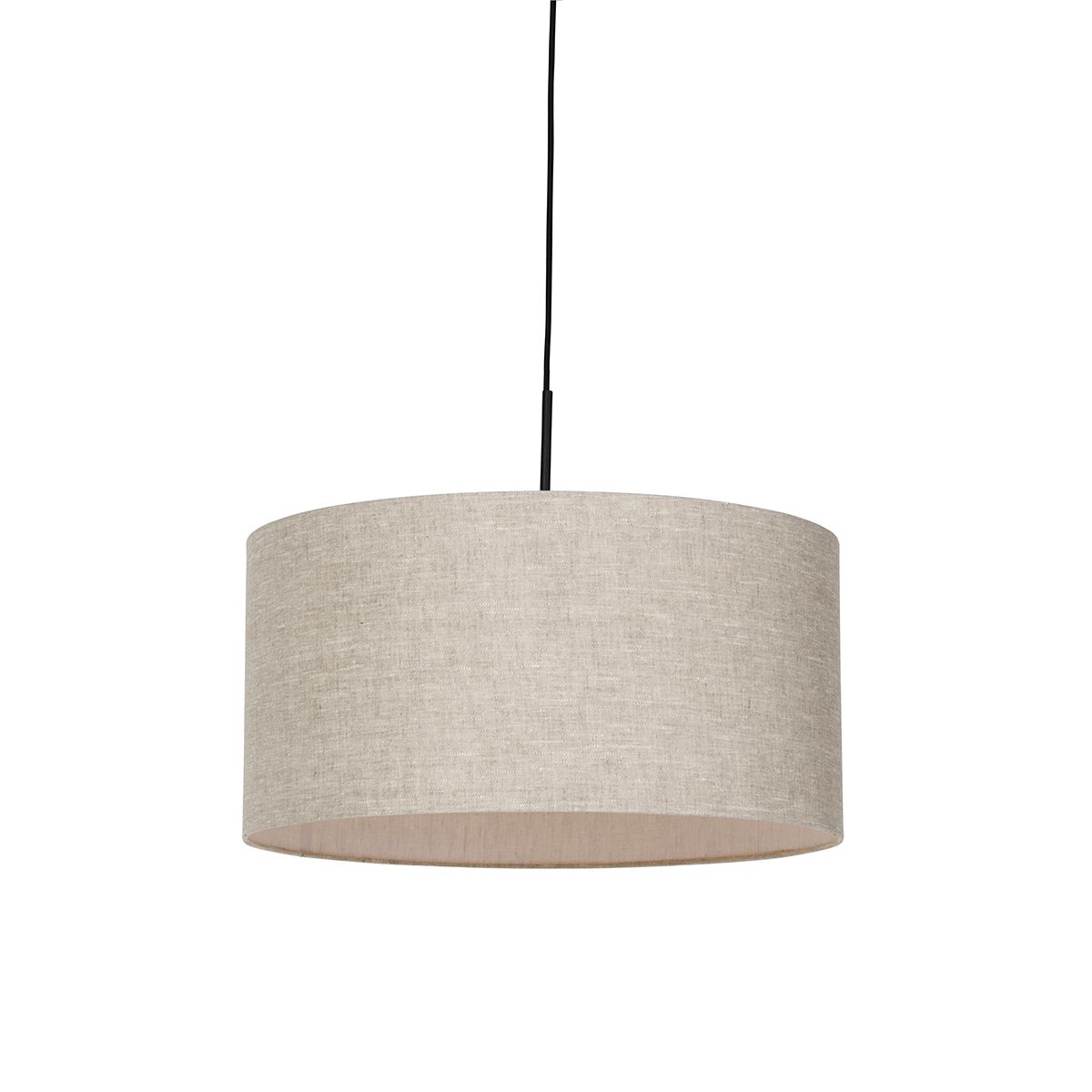 Landelijke hanglamp zwart met beige kap 50 cm - Combi 1