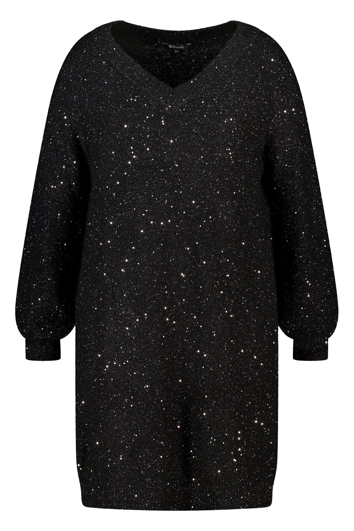 Gebreide tuniek met glitter en pailletten Zwart