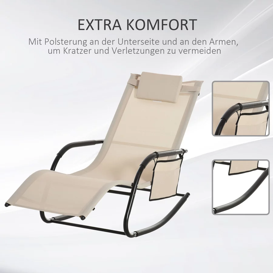 Outsunny Schaukelstuhl atmungsaktive Mesh-Gewebe beige