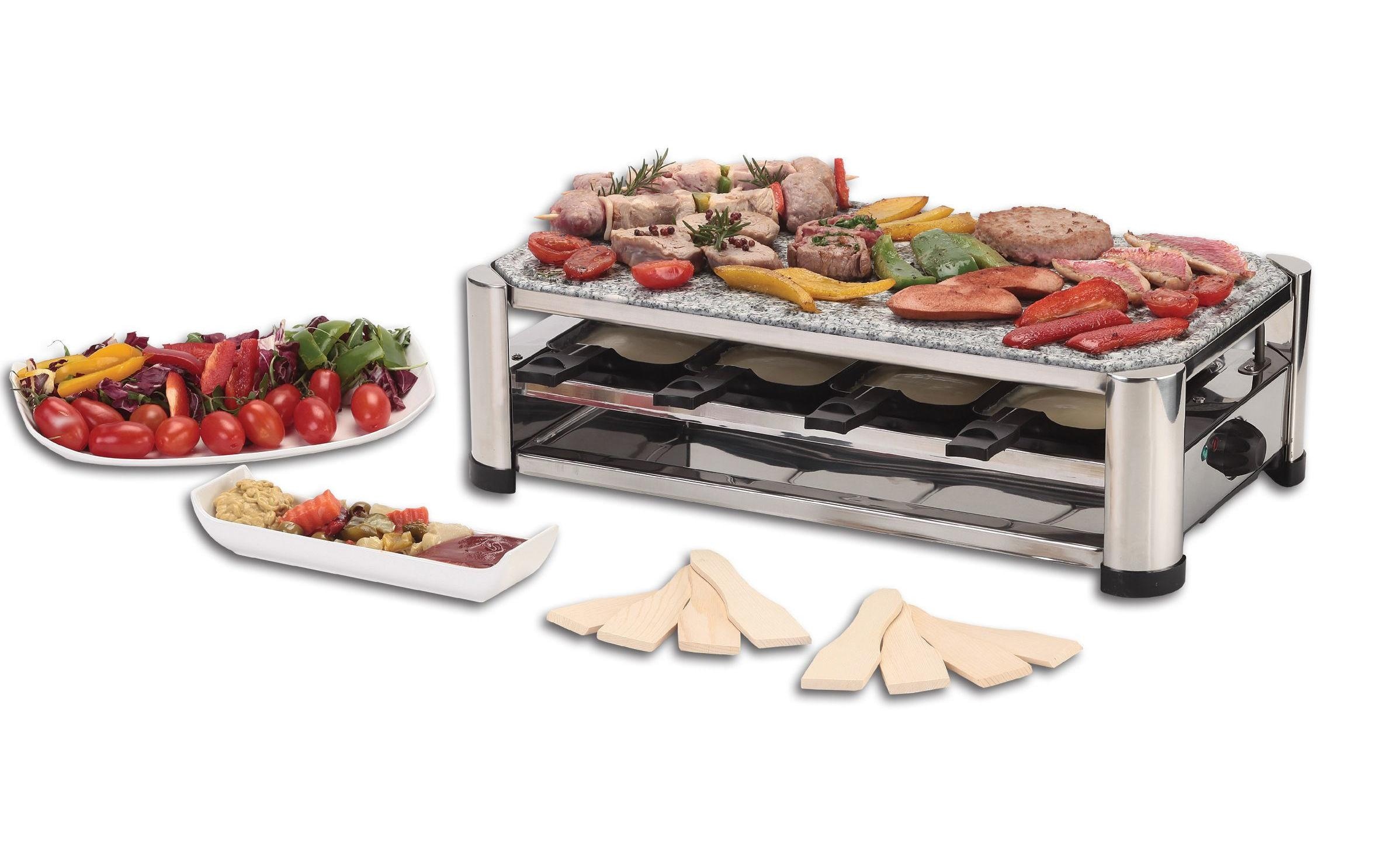 ohmex Raclette »Raclette Grill 4 in 1« 8 Stk. Raclettepfännchen 1.500 W