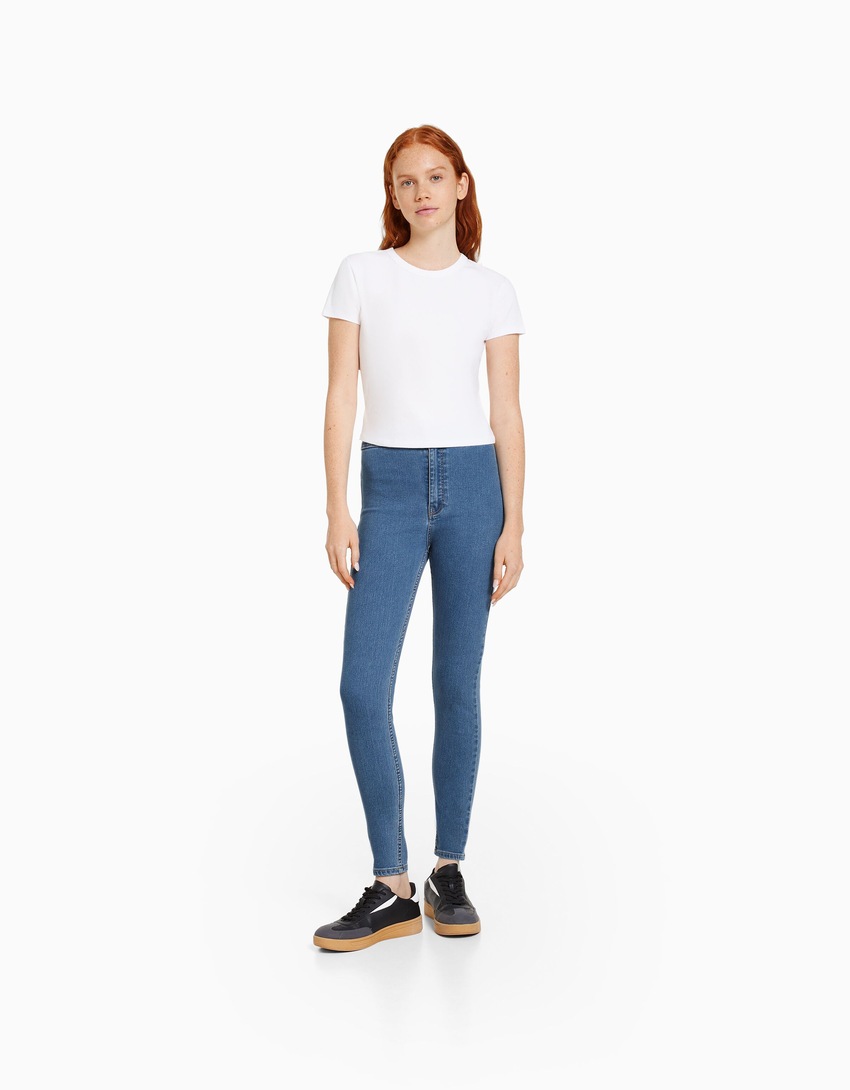 Calças legging jeans de cintura super alta