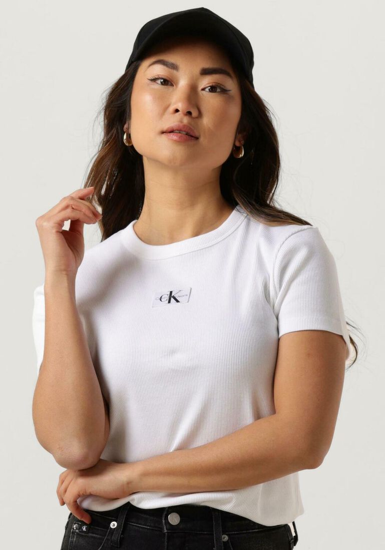 CALVIN KLEIN witte calvin klein t-shirt woven label rib regular tee