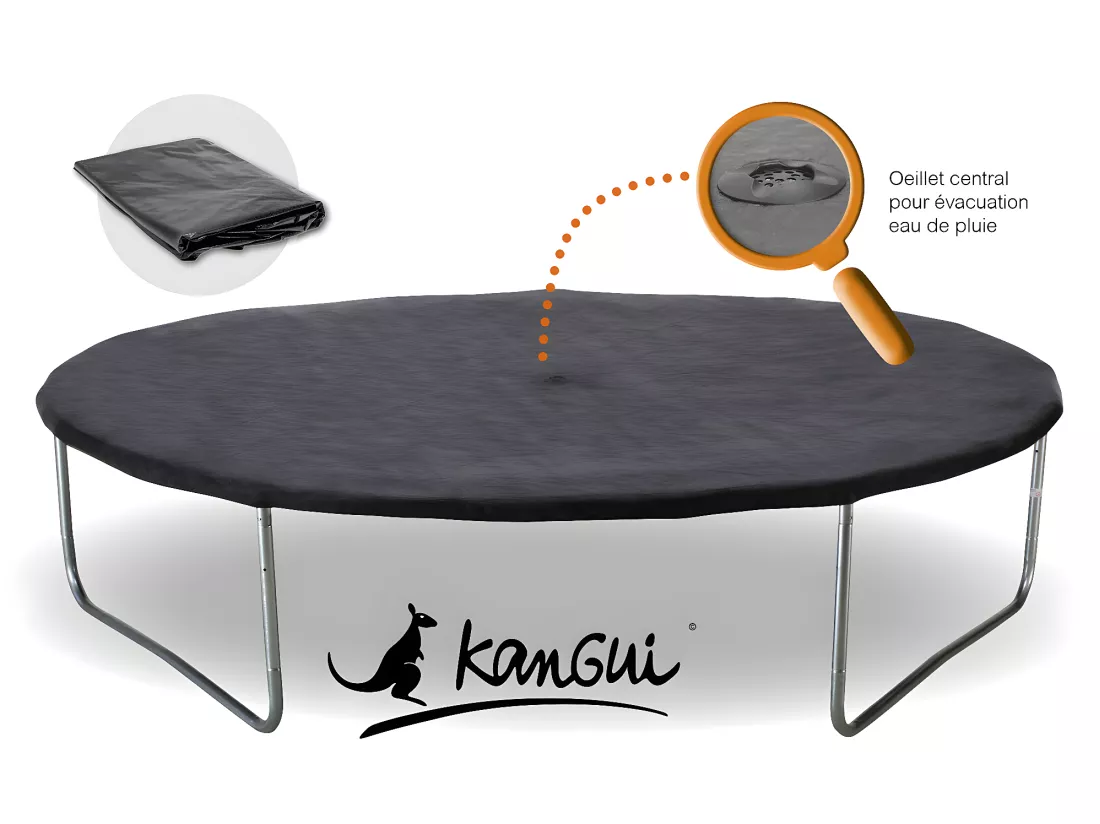 Kangui - Trampoline de jardin 244 cm + filet de sécurité + échelle + bâche de protection JUMPI Vert/Noir 250