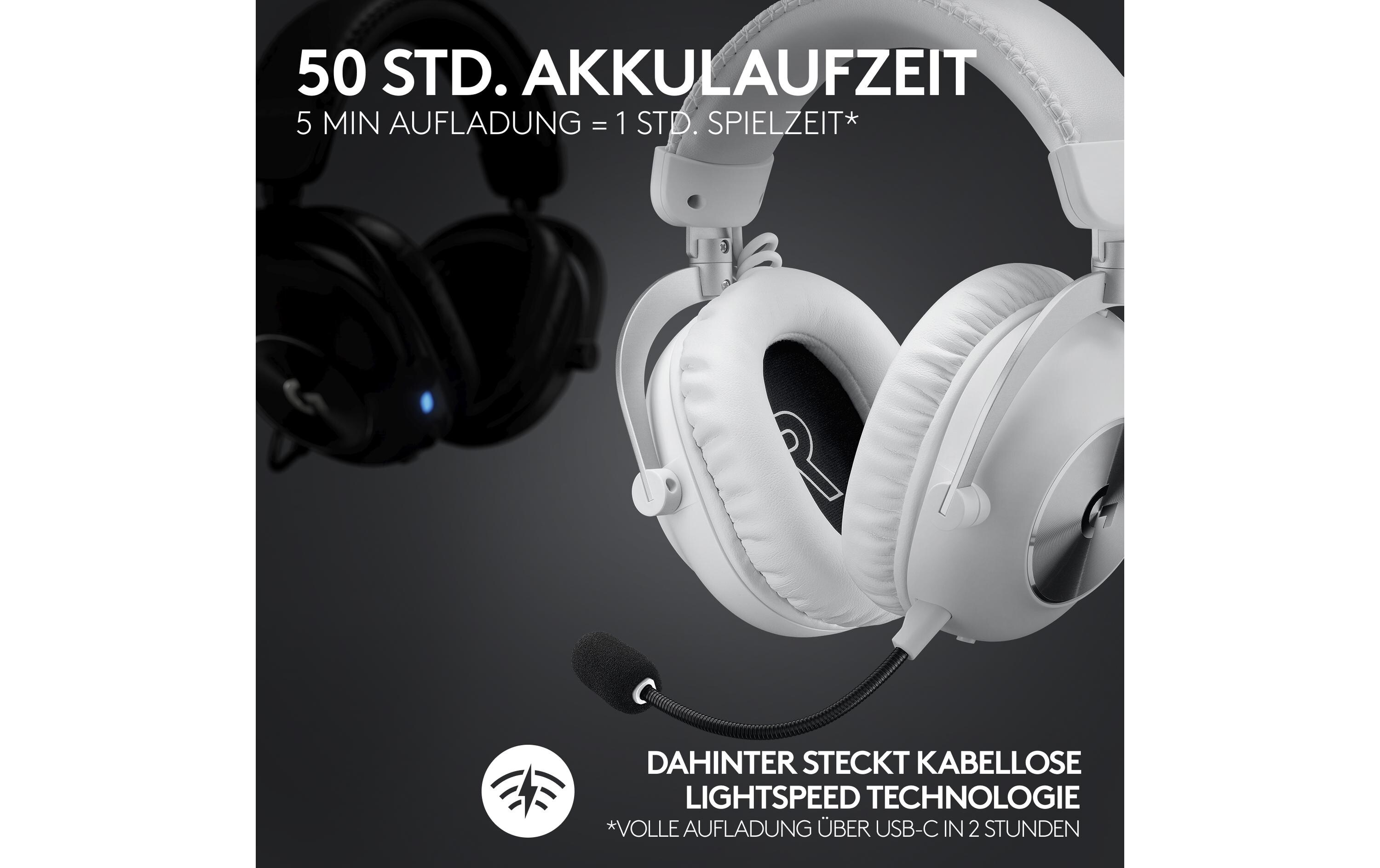 Headset G Pro X 2 Wireless Lightspeed Gaming Weiss<br>Kabelloses Over-Ear-Headset mit Surround-Sound und weichem Ohrpolster