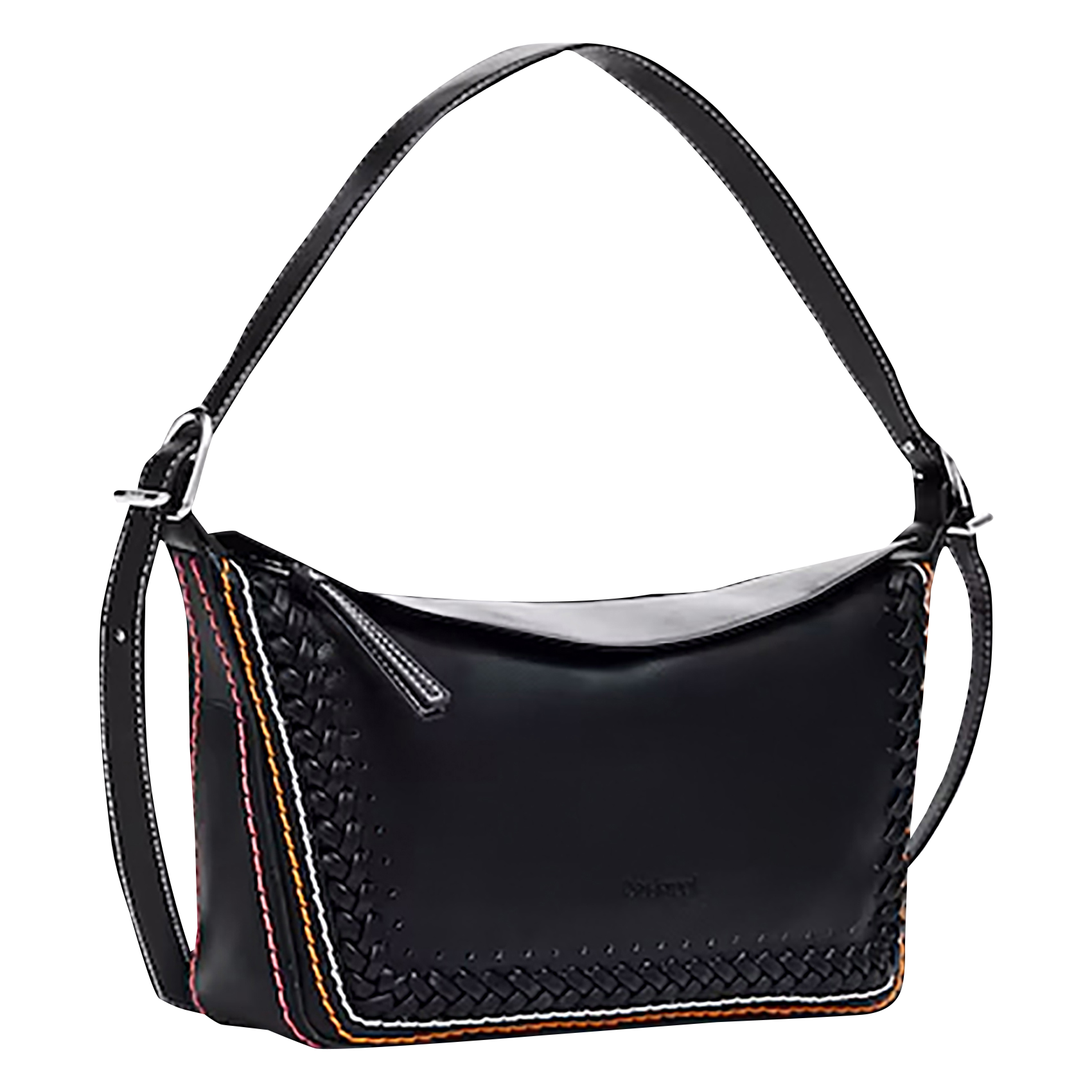 Sac bandoulière avec surpiqûres | Noir