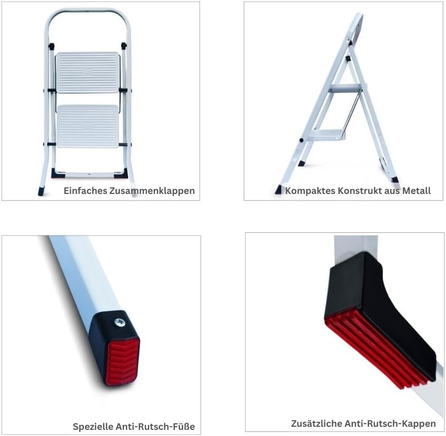PROREGAL Vouwladder Economy Basic, eenzijdig toegankelijk, 2 treden, werkhoogte 2,47 m, draagvermogen 125 kg
