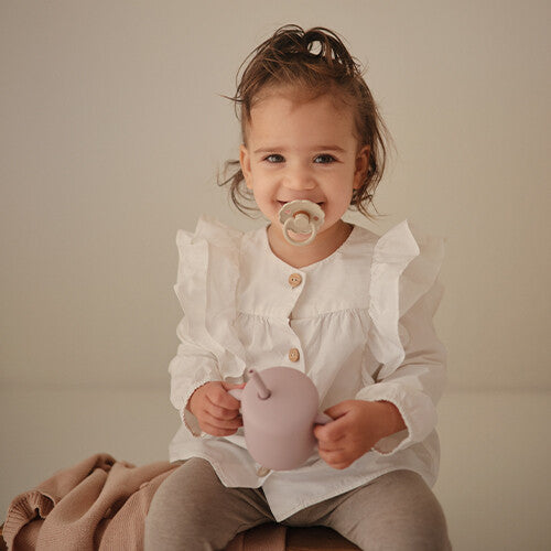 Mushie siliconen kinderbeker met rietje - soft lilac
