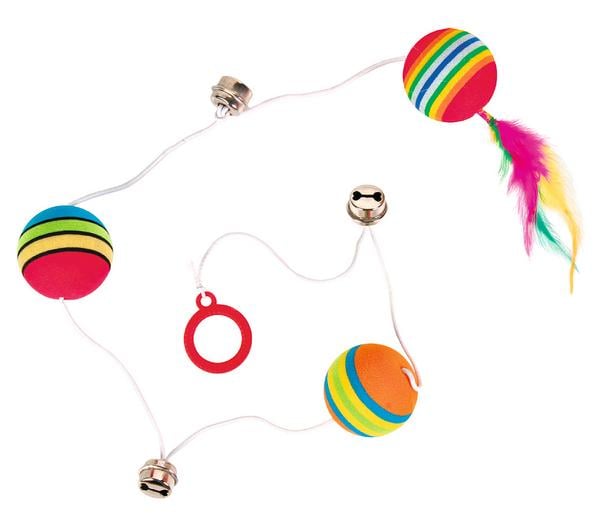 Trixie Katzenspielzeug Rainbowbälle am Band