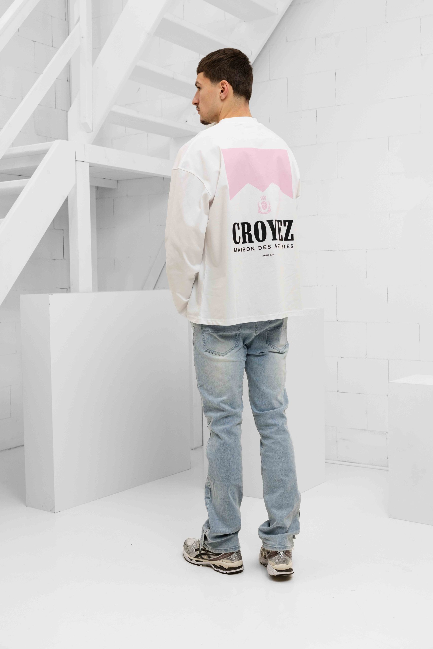 Croyez Maison Fumes Longsleeve T-Shirt Heren Wit