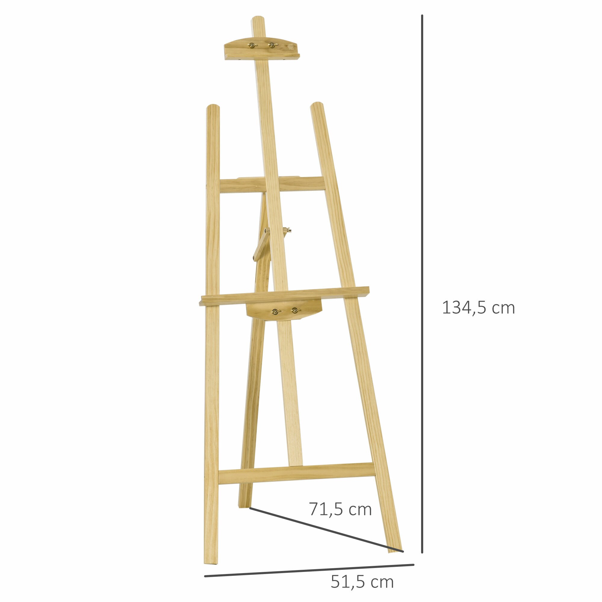 HOMCOM Staffelei Staffelei Keilrahmen mit Halterung Atelierstaffelei 90° einstellbar holz Natur 51,5 x 71,5 x 134,5 cm (LxBxH)